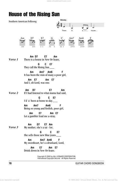 the house of rising sun chords